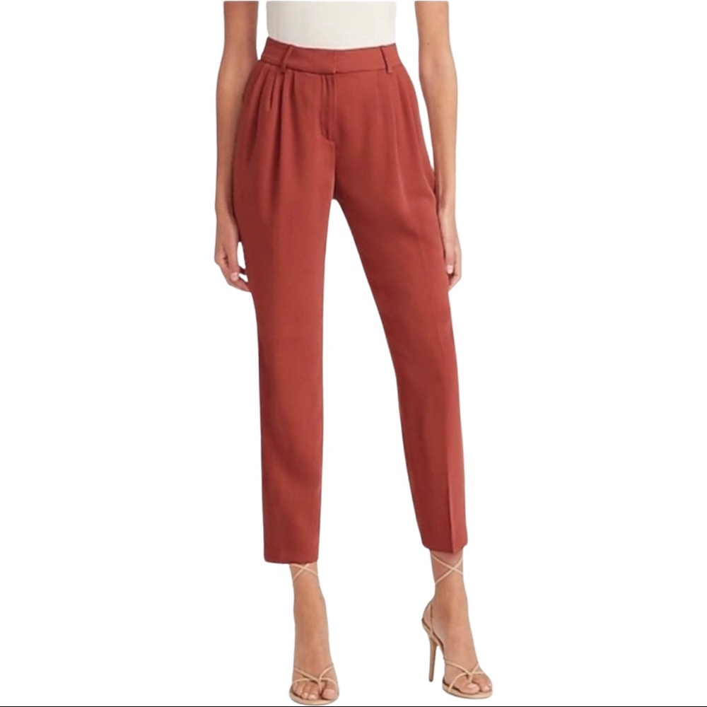 Express High Waisted Pleated Ankle Pant 2R Orange